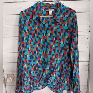 Notations Colorful Geometric Blouse